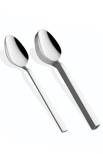 QNİAY Luxury Tablespoon 6 Pieces, 8/10 Steel Cafe Restaurant Hotel Home Type Spoon Set