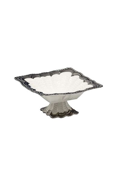 Sembol Square Footed Fruit Bowl Silver 27 cm