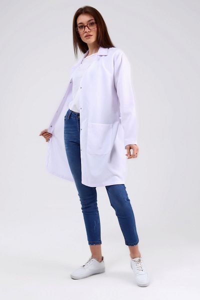 Çamdalı İş Elbiseleri Șorț de damă alb Alpaca Doctor Nurse - șorț de lucru alb pentru femei