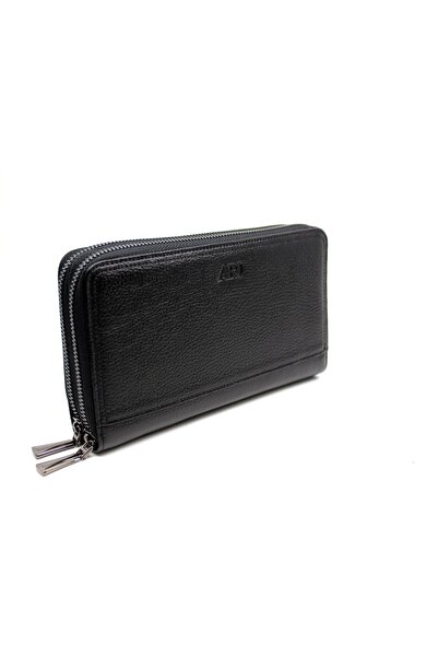 Çanta Sepetim Genuine Leather Black Handbag with Phone Compartment