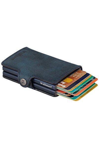 WalSmart Twin Crazy Akıllı Çift Mekanizmalı Kahverengi Cüzdan Hakiki Deri