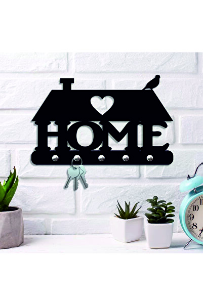 TOPRAK LAZER KESİM Home Anahtarlık Dekoratif Home Yazılı Ahşap Anahtarlık
