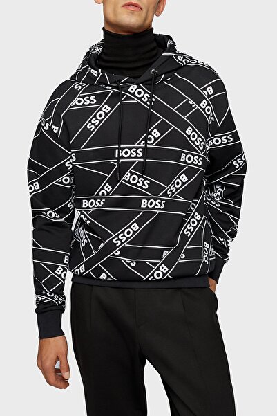 BOSS Logolu Pamuklu Merserize Relaxed Fit Kapüşonlu Sweat Erkek Sweat 5046240...