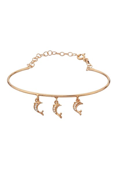 Argentum Concept 925 Ayar Gümüş Yunus Figürlü Rose Kelepçe Bileklik - 45091401