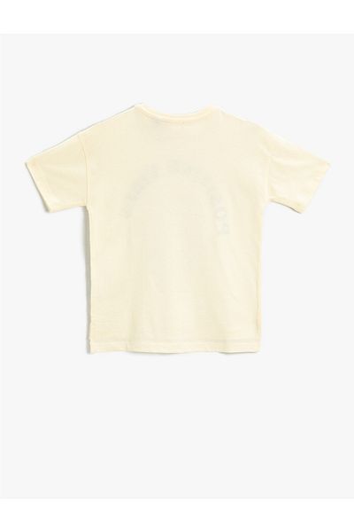 Koton Minions Printed T-Shirt with Language Sequin Sequined Short Sleeve Cotton