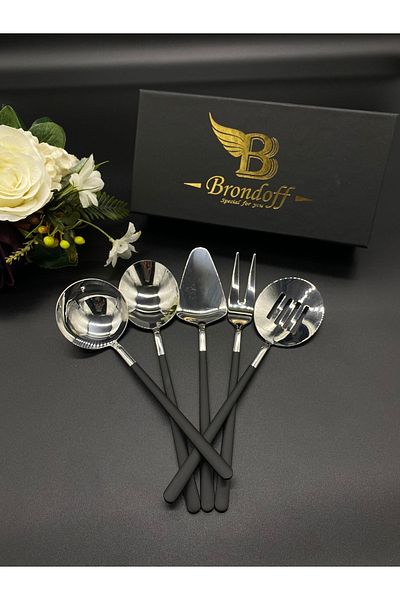 BRONDOFF B Bahama Black Steel 5-Piece Table Sauce Set