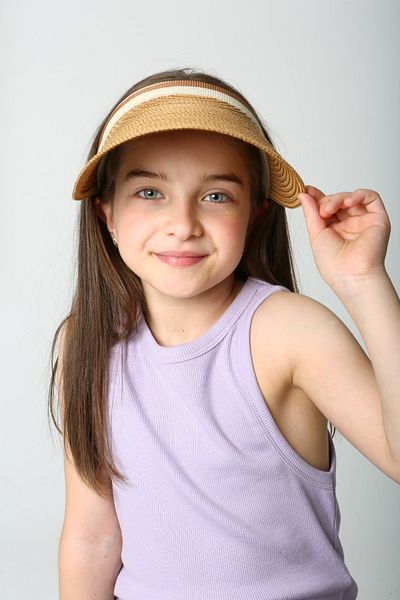 MARBERRY Camel Straw Visor Girls' Hat