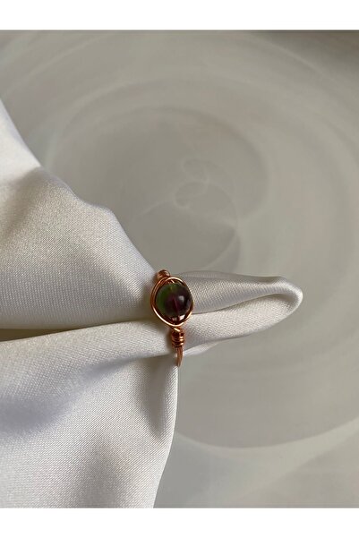 PelvedDesign خاتم سلك نحاسي من حجر الفلوريت الطبيعي