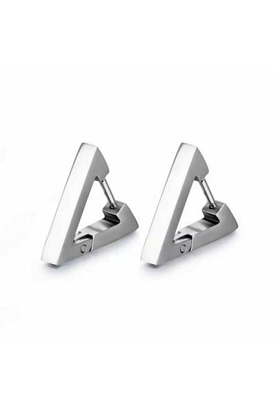 Acousticworld Stainless Steel 316l Gray 16mm Triangle Unisex Pair Earrings