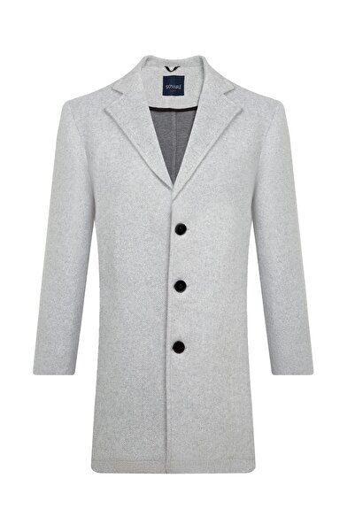 SÜVARİ Slim Fit Mono Yaka Gri Erkek Kaban