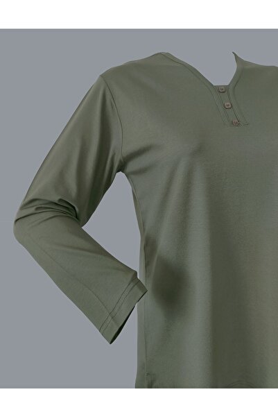 Rüya Triko بلوزة من القطن الممشط برقبة على شكل حرف V من Rüya Khaki Mother