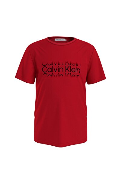 Calvin Klein Ib0ıb01216-ınst. Cut Off Logo T-s Bisiklet Yaka Normal Kalıp Düz Kırmızı Erkek Çocuk