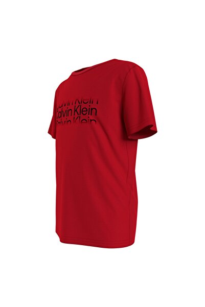 Calvin Klein Ib0ıb01216-ınst. Cut Off Logo T-s Bisiklet Yaka Normal Kalıp Düz Kırmızı Erkek Çocuk