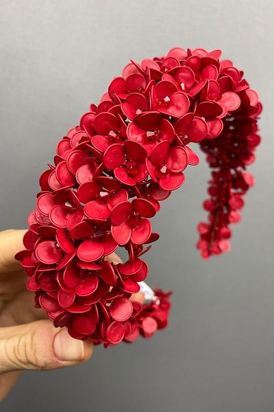 Hobigram إكسسوار شعر هينا الجنية الحمراء وتاج الزفاف – إكسسوار العروس، تصميم أنيق، إكسسوار نسائي – Gel