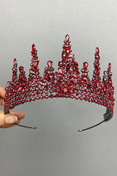 Hobigram تاج هينا العروس الأحمر موديل Gatria خاص للعرائس - إكسسوار الزفاف، تصميم أنيق، إكسسوار نسائي