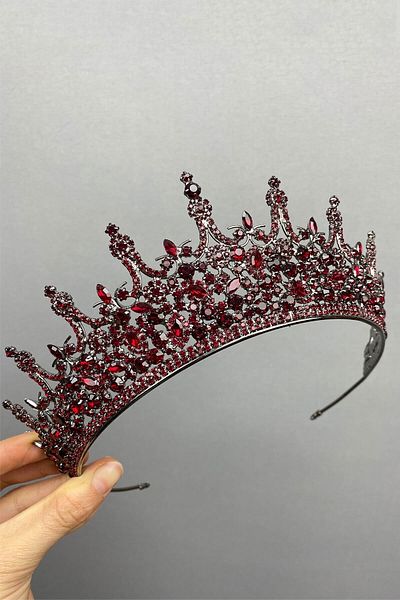 Hobigram إكسسوار شعر بورجوندي ليونيس موديل تاج هينا للعروس – إكسسوار العروس، تصميم أنيق، إكسسوار نسائي –