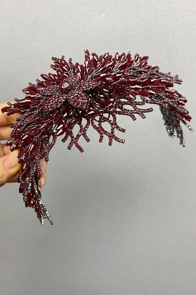 Hobigram تاج الزفاف Alya Henna المخصص للعرائس - تصميم خاص، إكسسوار، إنتاج عالي الجودة، طراز مثير للنظر - Gel