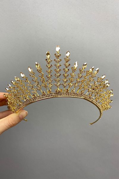 Hobigram إكسسوار شعر Albasi Model Bridal Henna Crown بلون العسل - إكسسوار الزفاف، تصميم أنيق، إكسسوار نسائي