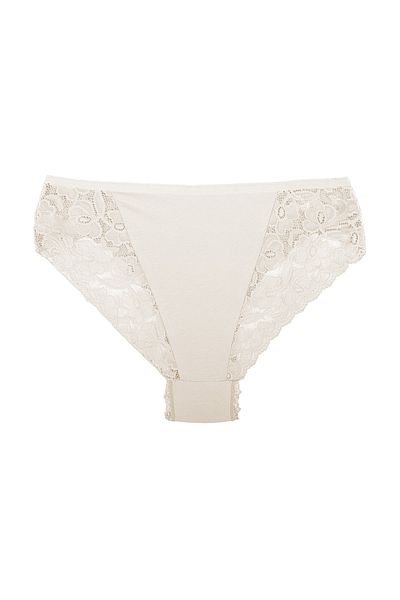 Zena Ecru Cotton Plus Size Women's Panties with Lace Detail on the Front and Back
