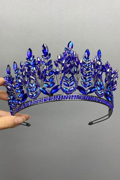 Hobigram إكسسوار العروس Saks Blue Emerald Model Bridal Henna Crown - إكسسوار العروس، تصميم أنيق - إكسسوار العروس