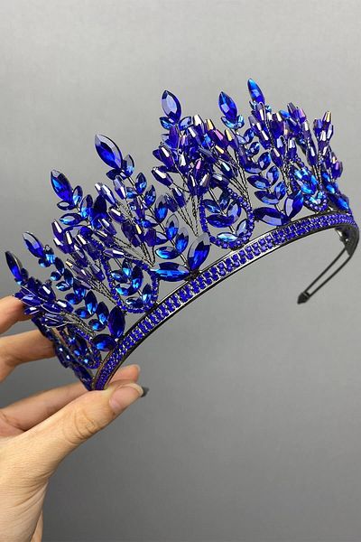 Hobigram إكسسوار العروس Saks Blue Emerald Model Bridal Henna Crown - إكسسوار العروس، تصميم أنيق - إكسسوار العروس