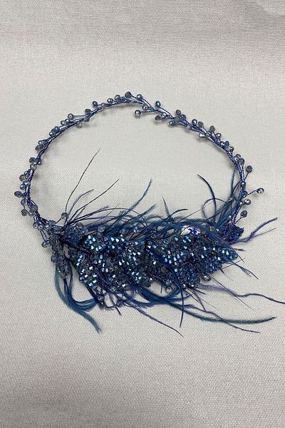 Hobigram إكسسوار شعر العروس Fliyz Feathered Crystal Hair و Turban Accessory - إكسسوارات شعر أخرى