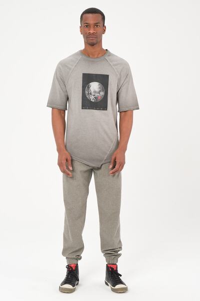 Ex-pent Erkek Keten Çizgili Gri Pantolon