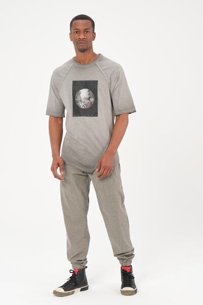 Ex-pent Erkek Keten Çizgili Gri Pantolon