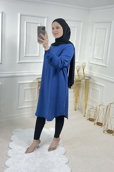 Aşkı Endam Firdevs Ayrobin Tunik - Indigo