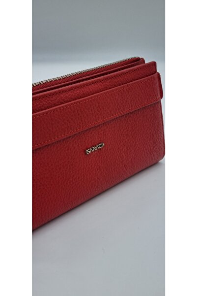 SARACH Hakiki Deri Unisex 15 Bölmeli Kartlık Cüzdan Kırmızı Renk
