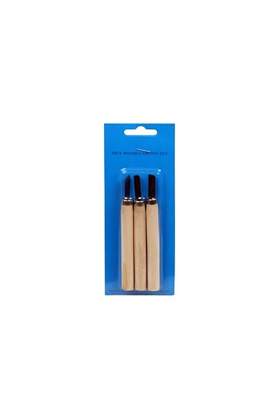 EXİZTİCARET Wooden Carved Knife Set 3 Pieces