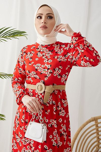 InStyle Rochie Lesa Floral Paie - Roșu Claret