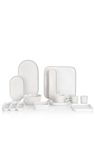 Schafer Nude Oval Kahvaltı Takımı 38 Parça Beyaz