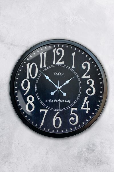 Kasva Concept هدية ساعة حائط مزخرفة معدنية سوداء مقاس 40 سم