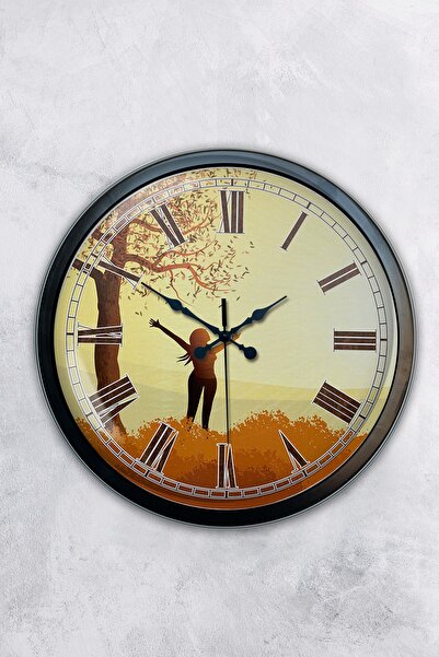 Kasva Concept ساعة حائط رومانية معدنية سوداء مقاس 40 سم