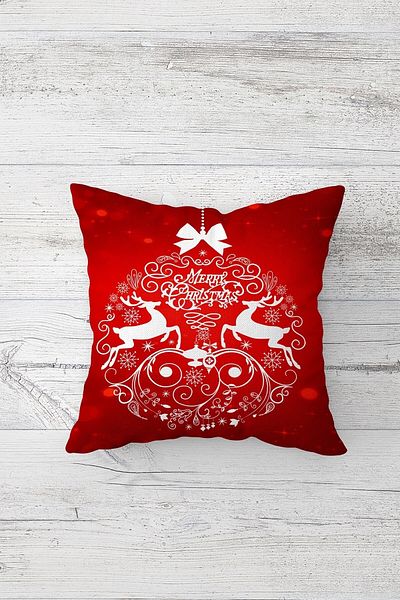 on the clouds New Year's Deer Christmas One Side Printed Hidden Zipper Pillowcase Throw Pillow Seat Pillowcase