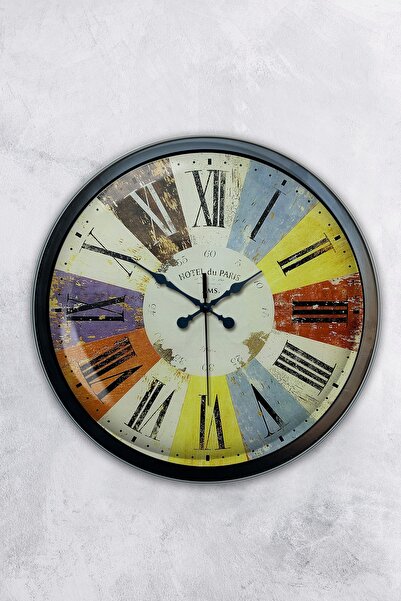 Kasva Concept ساعة حائط معدنية سوداء للمطبخ مقاس 40 سم