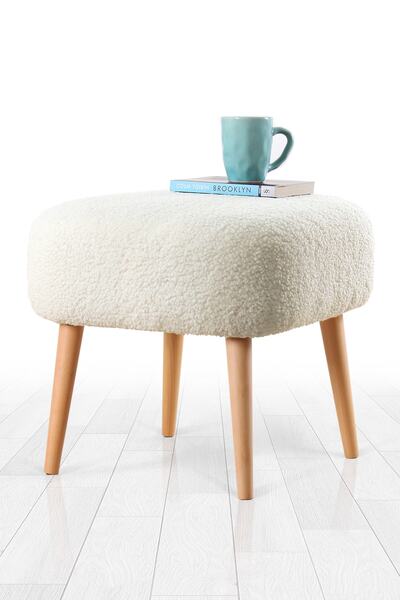 Lorencehome Lamberr Kürk Puf - Beyaz