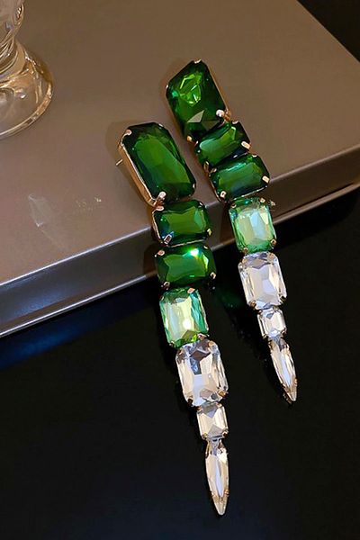 VS ACCESSORY Crystal Drop Long Tassel Earrings