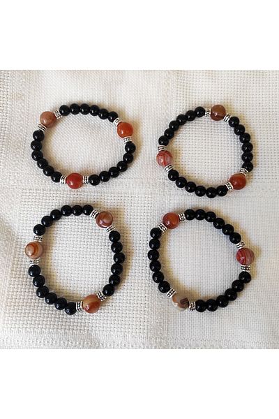 ByKolyeucum 12 Mm Globe Cut Agate Stone Bracelet