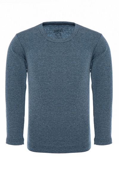 TOLIN Boy's Indigo Melange Thermal Top 6390 - Stretchy Cotton, Long Sleeve