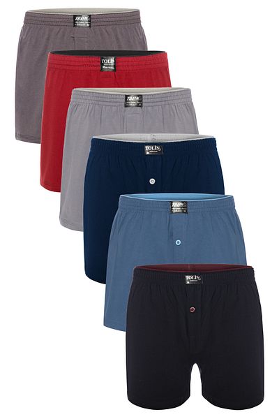 TOLIN 6-Piece 100% Cotton Men's Mixed Solid Color Boxer Set 415-01