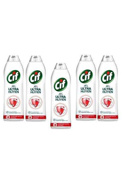 Cif Jel Temizleyici 750 Ml Ultra Hijyen Çamaşır Suyu Katkılı 5 Adet