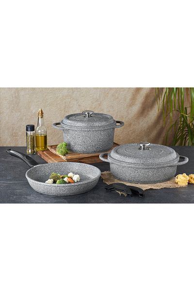 Ocuisto Cast Iron 5 Piece Cookware Set Gray