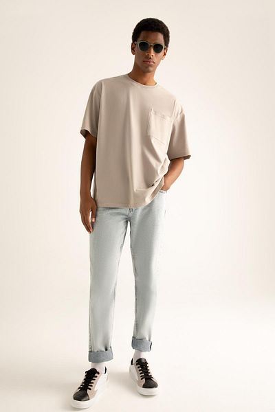 DeFacto Oversize Fit tričko s krátkým rukávem Crew Neck Basic