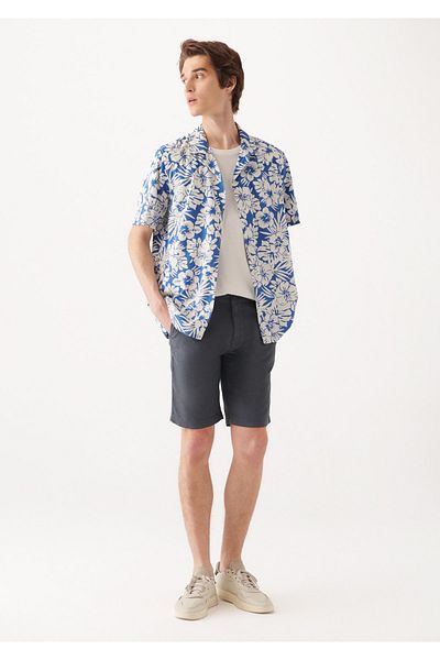 Mavi Linen Blend Navy Blue Shorts 0436181978