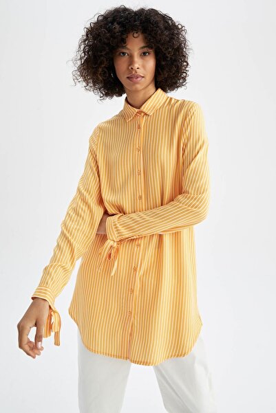 DeFacto Normál szabású csíkos viszkóz ingtunika