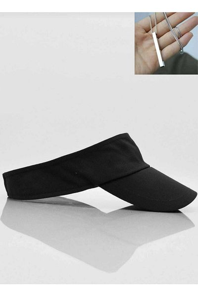 GONCA ŞAPKA 2-Piece Combination Unisex UV Protective Visor Cap Visor Tennis Hat Necklace Gift Emka