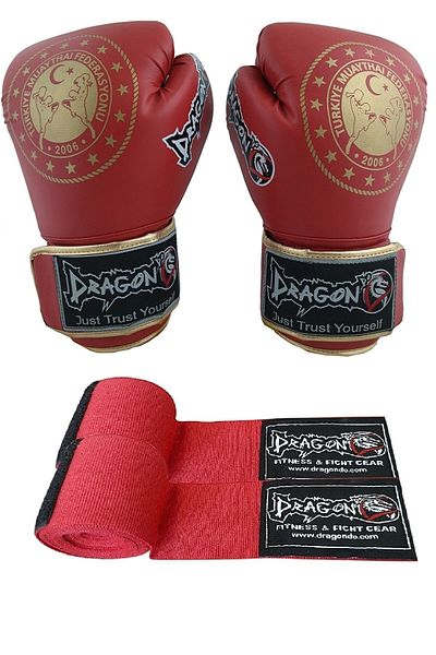 Dragondo 30218-P Martina Federation Approved Muay Thai Sparring Gloves and Bandage