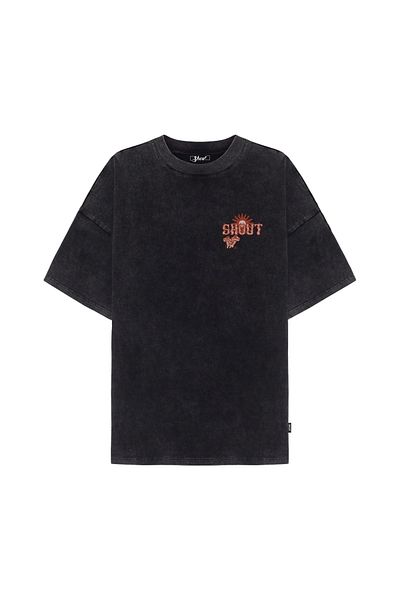 Shout Унисекс тениска Oversize Burn Head Oldschool Acid Wash